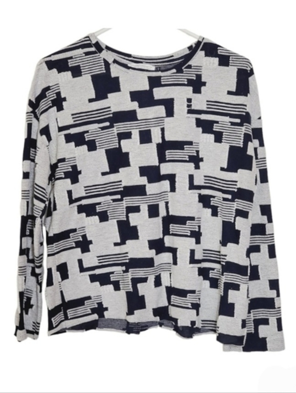 1229 * Zara Trafaluc Geometric Sweater Blue White Size S